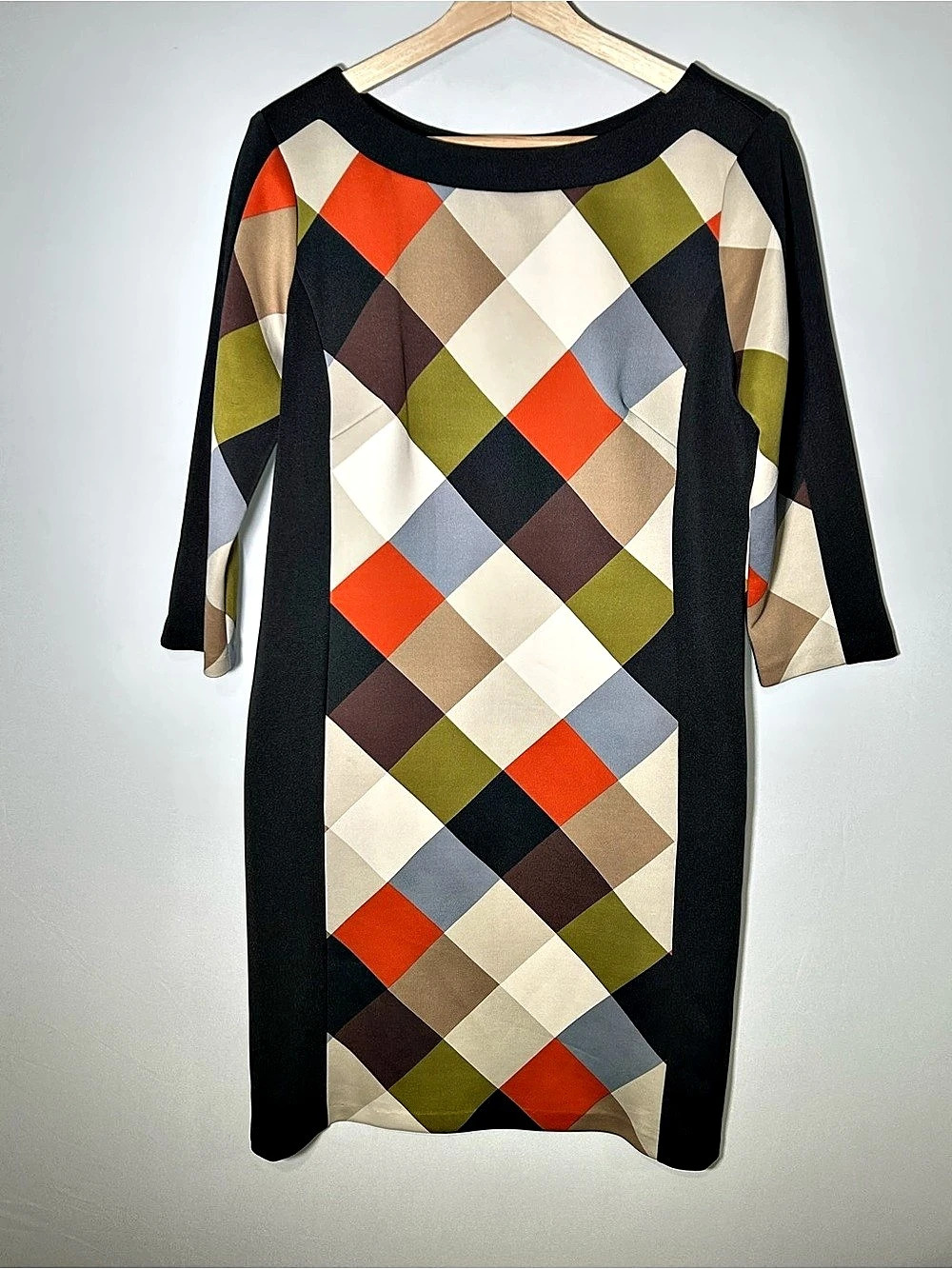 Nine West Geometric Print Sheath Dress Size 8 | 3/4 Sleeve